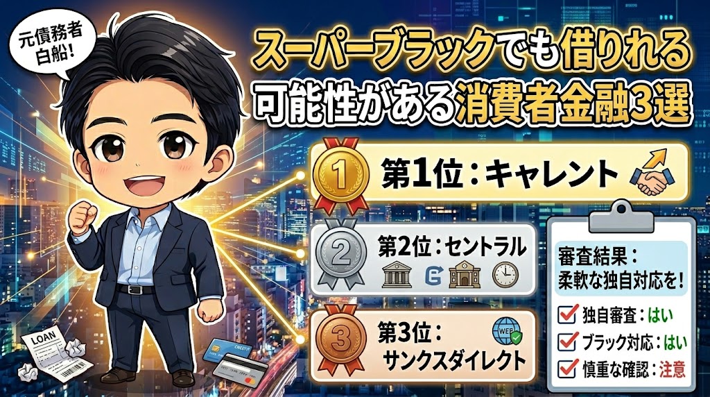 スーパーブラックでも借りれる可能性がある消費者金融3選