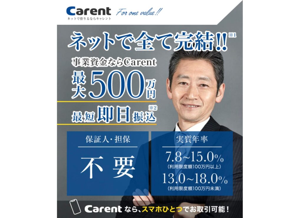 事業資金専用のキャレントの公式サイト