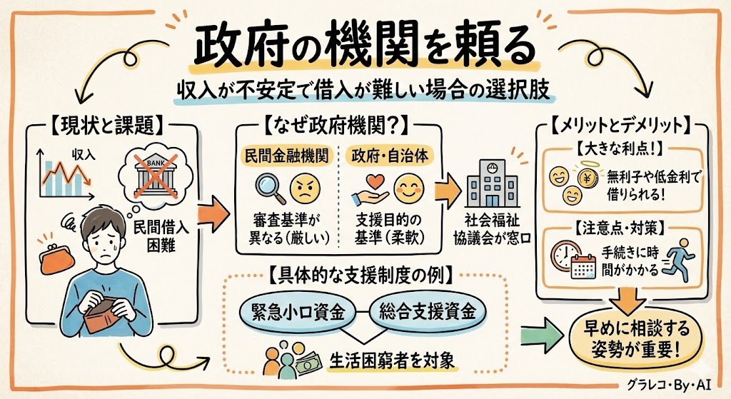お金を借りれない場合は政府の機関を頼る
