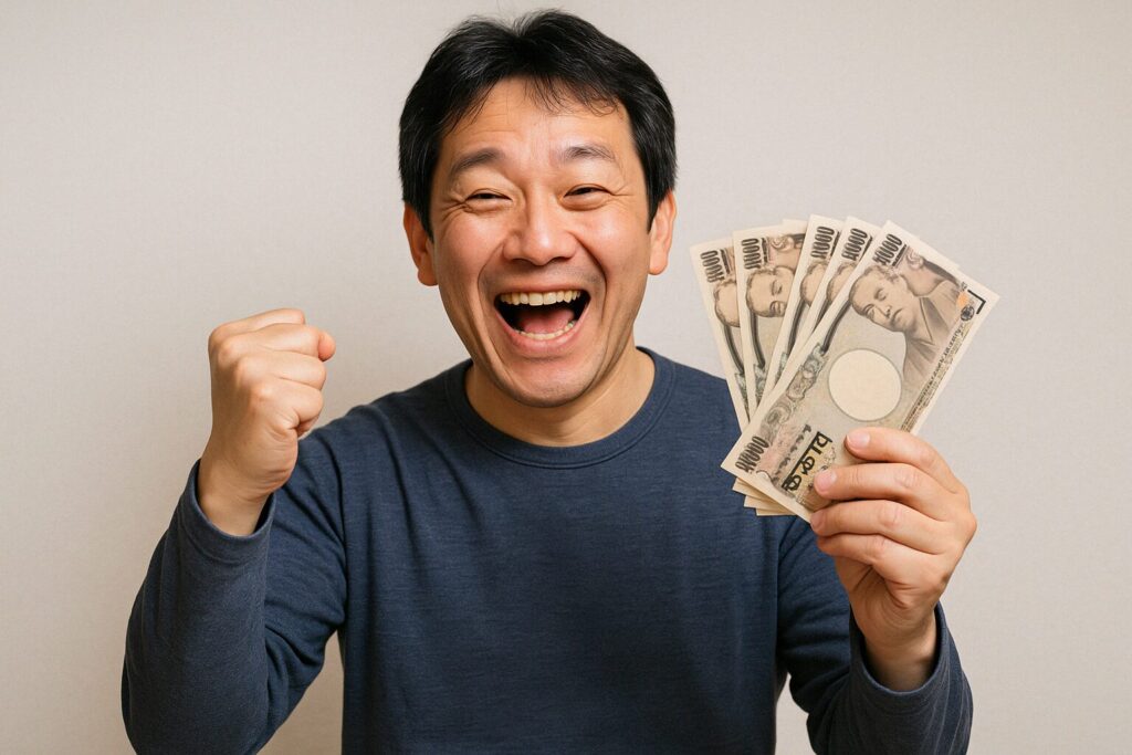 ペイトナーのファクタリングで資金調達できて喜んでいる男性