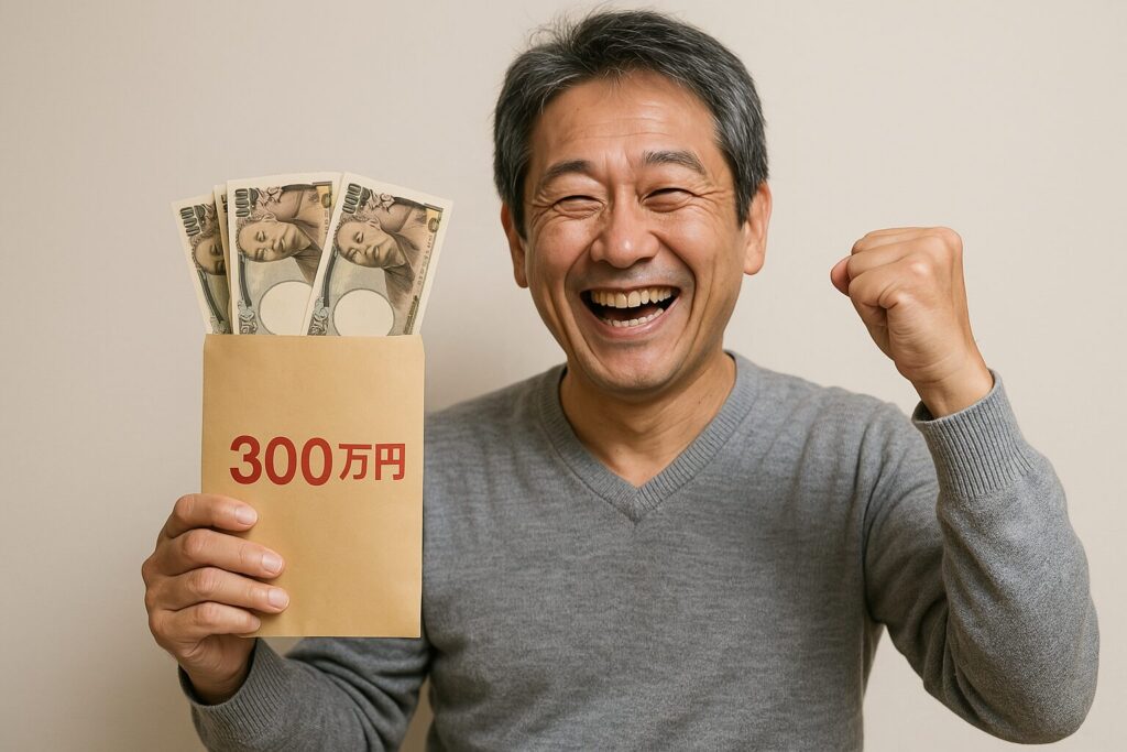 ファンドワンで借入できて喜ぶ男性