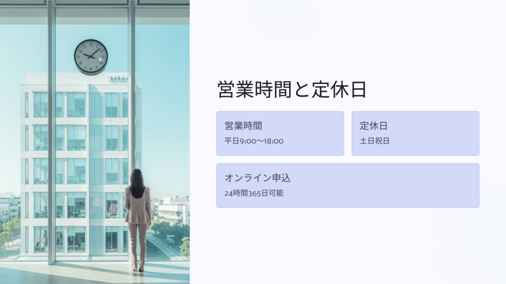 グットファイナンスの営業時間と定休日の表