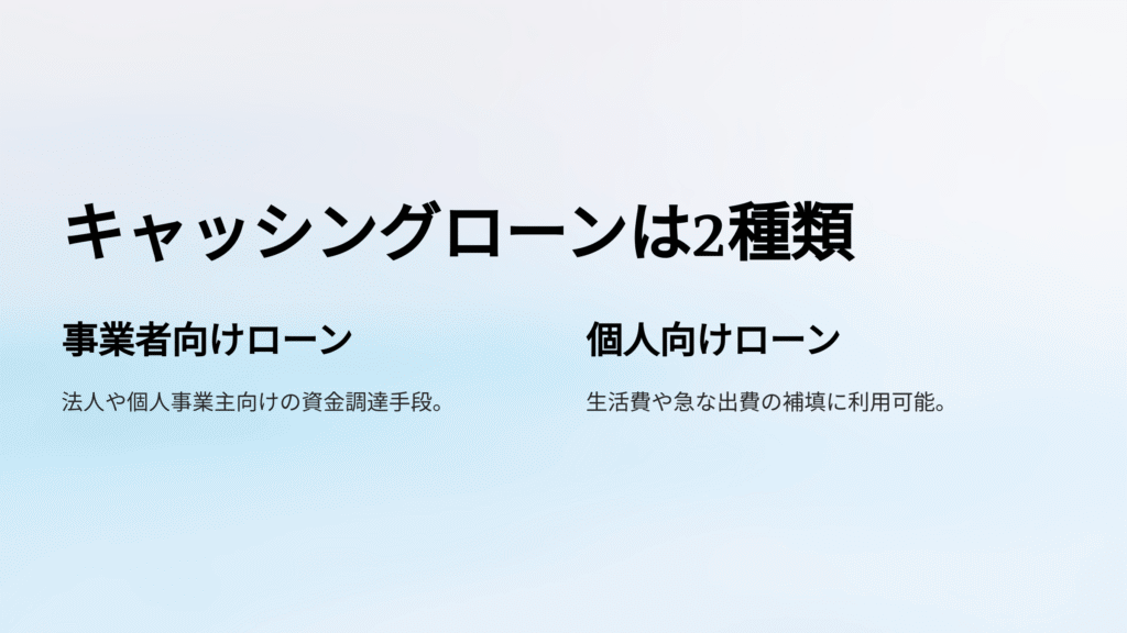 クイックサンキューのキャッシングローンは2種類の表