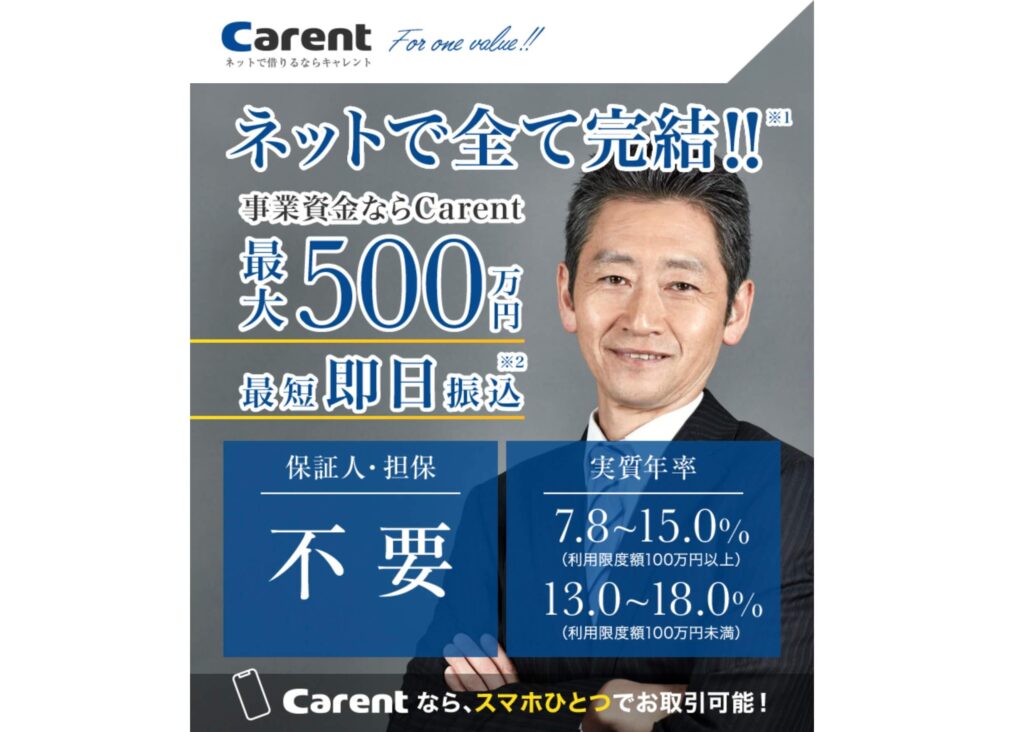 事業資金専用のキャレントの公式サイト