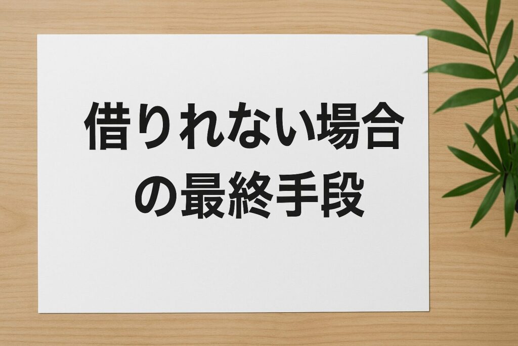スーパーブラックで借りれない場合の最終手段が書かれている用紙