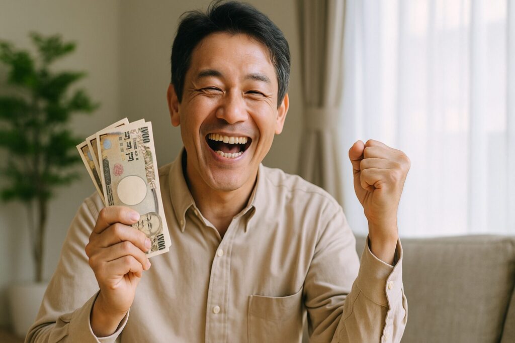 スーパーブラックでも借りれる消費者金融から融資がおりて喜ぶ男性2