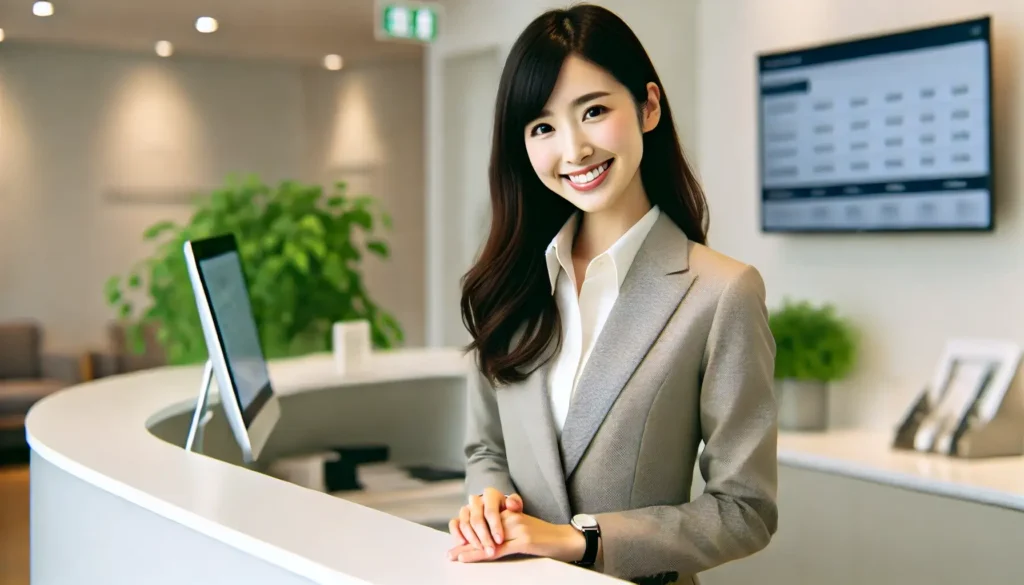 消費者金融ファーストプランのよくある質問に回答する女性