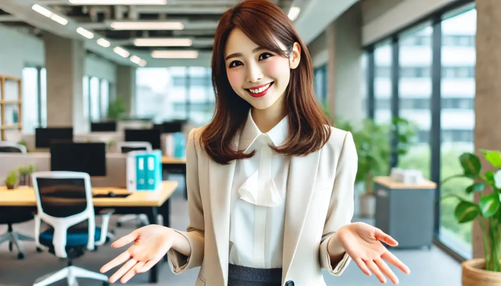 消費者金融ファーストプランのおすすめポイントを説明する女性