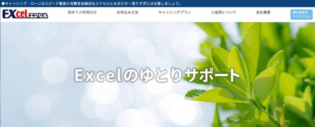 キャッシングのエクセルの公式サイト画像