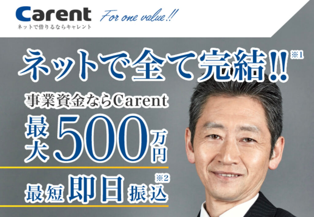 法人向けのキャッシング「キャレント」のサイト