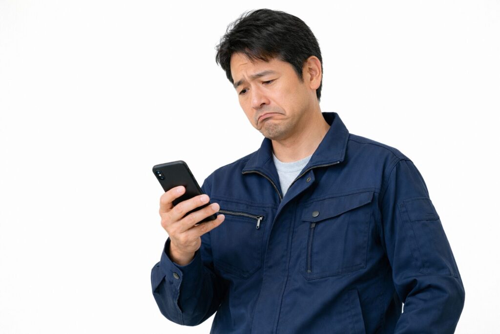 アサヒ信用の悪い口コミを見て少し残念そうな男性40代
