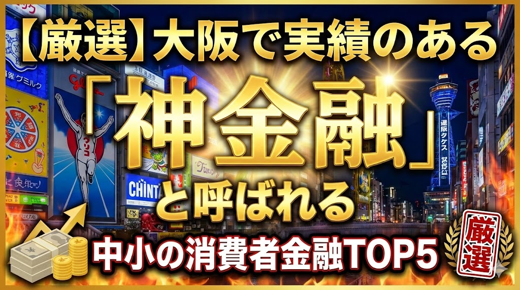 【厳選】大阪で実績のある「神金融」と呼ばれる中小の消費者金融TOP5