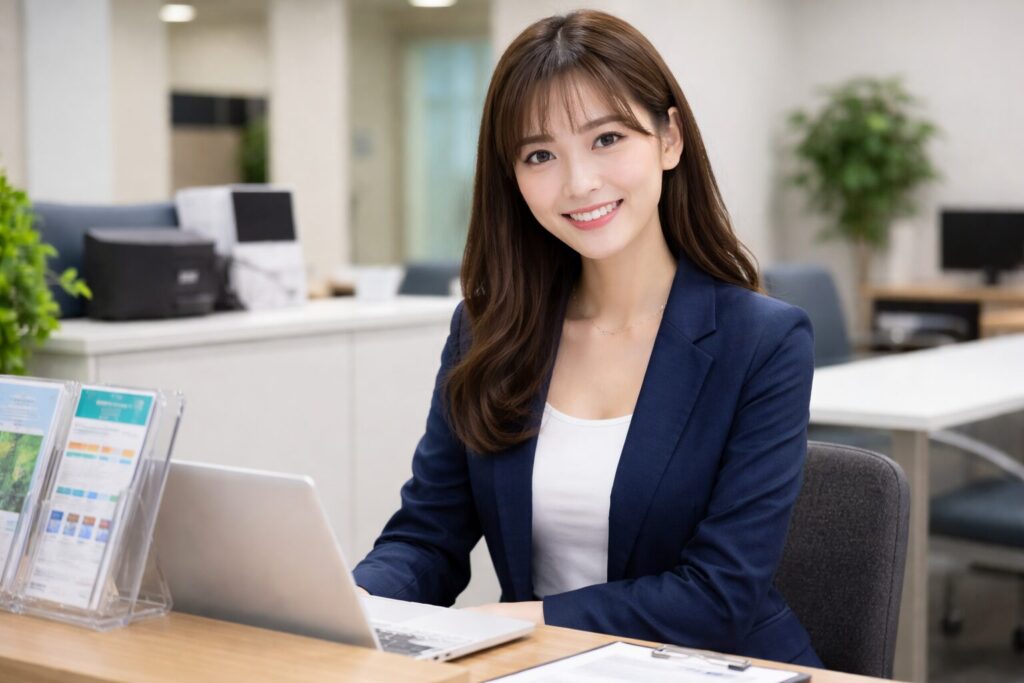 福岡でブラックでも借りれる消費者金融のよくある質問に回答する女性