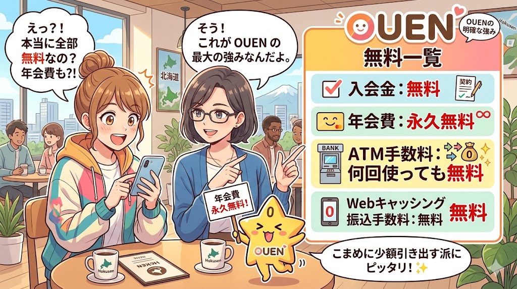 ほくせんカードローンは入会金・年会費・ATM手数料はすべて無料