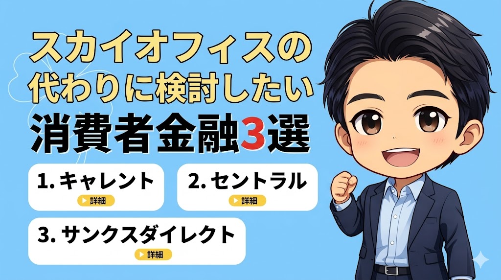 スカイオフィスの代わりに検討したい消費者金融3選【実体験あり】