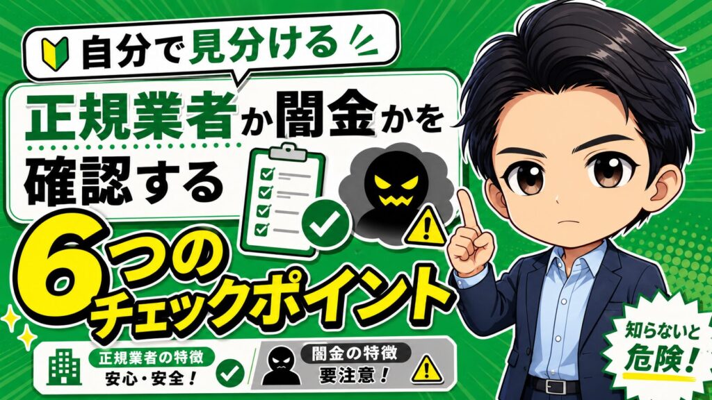 自分で見分ける|正規業者か闇金かを確認する6つのチェックポイント